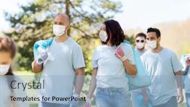  Presentation with virus disease - Amazing slide set having volunteering-health-and-ecology-concept backdrop and a light blue colored foreground