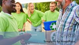  Presentation with project - PPT layouts with volunteers-collect-signatures background and a teal colored foreground