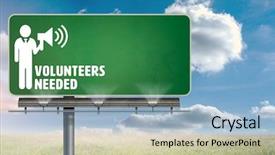  Presentation with clear sunny day rural landscape - Cool new PPT layouts with volunteers needed against sunny landscape backdrop and a  colored foreground