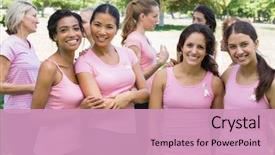  Presentation with breast cancer awareness - Slide set having volunteers participating in breast cancer background and a coral colored foreground