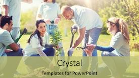  Presentation with tree planting - PPT theme enhanced with volunteers planting tree and digging background and a yellow colored foreground