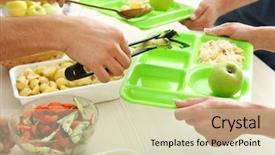  Presentation with homeless people - Slides having volunteers serving food for homeless background and a soft green colored foreground