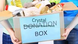  Presentation with donation - PPT layouts with volunteers with donation box background and a light blue colored foreground