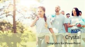  Presentation with group of people silhouettes walking - Presentation featuring volunteers with garbage bags walk background and a  colored foreground