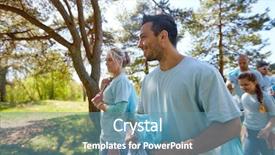  Presentation with charity - Audience pleasing PPT theme consisting of volunteers with garbage bags walk backdrop and a  colored foreground