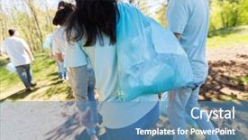  Presentation with ecology - Slides featuring volunteers with garbage bags walk background and a  colored foreground