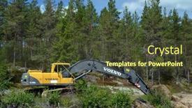  Presentation with excavator - PPT theme with volvo-excavator-in-the-forest background and a tawny brown colored foreground