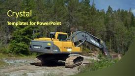  Presentation with excavator - Slides having volvo-excavator-in-the-forest background and a tawny brown colored foreground