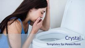  Presentation with toilet - Presentation theme featuring vomit - rear view of woman throwing background and a sky blue colored foreground