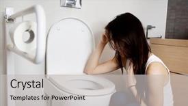  Presentation with vomiting - Colorful PPT layouts enhanced with vomit - woman leaning on open toilet backdrop and a light gray colored foreground