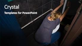  Presentation with vomiting - Audience pleasing PPT theme consisting of vomit - woman vomiting on toilet bowl backdrop and a dark gray colored foreground