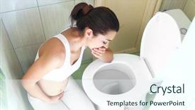  Presentation with vomiting - PPT layouts having vomit - young vomiting woman near toilet background and a cool aqua colored foreground