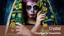  Presentation with makeup - Slide deck enhanced with voodoo - closeup portrait of calavera catrina background and a tawny brown colored foreground