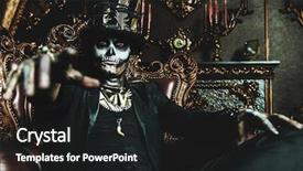  Presentation with day dead - Colorful PPT layouts enhanced with voodoo - halloween a man backdrop and a dark gray colored foreground