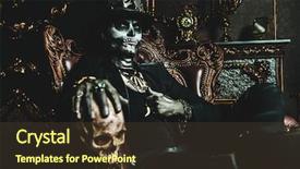  Presentation with old man - PPT theme featuring voodoo - halloween a man background and a tawny brown colored foreground