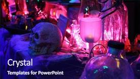  Presentation with scary - PPT theme consisting of voodoo - human skull in scary dark background and a navy blue colored foreground