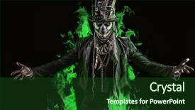 Presentation with top hat - Amazing PPT layouts having voodoo - man with a skull makeup backdrop and a forest green colored foreground