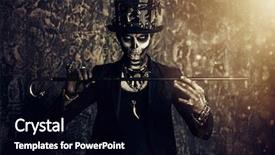  Presentation with top hat - Beautiful PPT theme featuring voodoo - man with a skull makeup backdrop and a black colored foreground