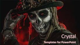  Presentation with top hat - Beautiful slide set featuring voodoo - man with a skull makeup backdrop and a wine colored foreground