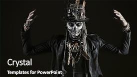  Presentation with day dead - PPT layouts consisting of voodoo - man with a skull makeup background and a wine colored foreground