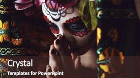  Presentation with makeup - Colorful PPT theme enhanced with voodoo - portrait of a girl backdrop and a tawny brown colored foreground