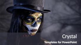  Presentation with sugar skull - Slides consisting of voodoo - sugar skull girl in tophat background and a dark gray colored foreground
