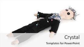  Presentation with doll - Cool new slide deck with beautyful smile - close-up beautiful smiling woman backdrop and a lemonade colored foreground