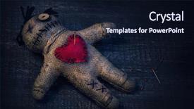  Presentation with stuck - Colorful theme enhanced with voodoo doll with pins stuck backdrop and a wine colored foreground