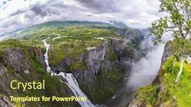  Presentation with falls - Theme having voringsfossen-is-grandiose-waterfall background and a tawny brown colored foreground