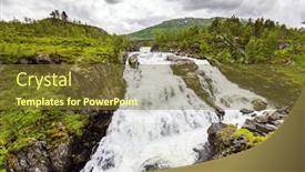  Presentation with falls - Theme consisting of voringsfossen-is-one background and a tawny brown colored foreground