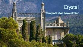  Presentation with facade - Presentation theme consisting of vorontsov palace in the town of alupka crimea ukraine southern facade background and a ocean colored foreground
