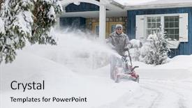  Presentation with deep - PPT layouts having vortex - man using snowblower to clear background and a white colored foreground