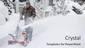  Presentation with deep - Slide deck having vortex - man using snowblower to clear background and a white colored foreground