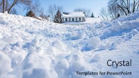  Presentation with snow blizzard in winter - Colorful presentation design enhanced with vortex - snow drifts and chunks backdrop and a light blue colored foreground