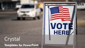  Presentation with vote - PPT theme having vote-here-sign background and a gray colored foreground