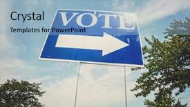  Presentation with sky sun - Cool new slides with vote sign with arrow backdrop and a light blue colored foreground