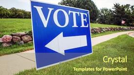  Presentation with vote - Audience pleasing theme consisting of vote sign with arrow backdrop and a tawny brown colored foreground