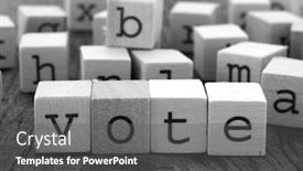  Presentation with vote - Cool new slides with vote word made of wooden letters backdrop and a gray colored foreground