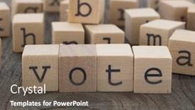  Presentation with vote - Slide deck consisting of vote word made of wooden letters background and a gray colored foreground