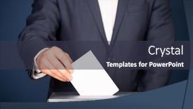  Presentation with vote - Slide deck with voter-putting-vote background and a dark gray colored foreground