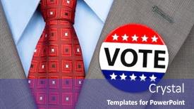  Presentation with vote - Amazing presentation theme having voter-wears-a-vote-pin backdrop and a royal blue colored foreground
