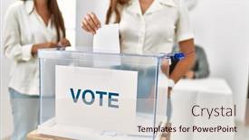  Presentation with vote - Presentation consisting of voter-woman-putting-vote background and a  colored foreground