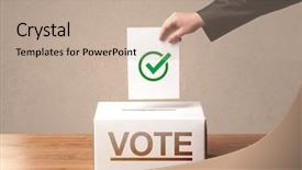  Presentation with vote - Cool new PPT theme with voters - close up of male hand backdrop and a coral colored foreground