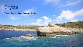  Presentation with island - PPT layouts enhanced with voutoumi-beach-on-anti-paxos background and a light blue colored foreground