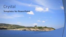  Presentation with island - PPT theme consisting of voutoumi-beach-on-anti-paxos background and a light blue colored foreground