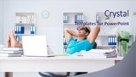  Presentation with vacation - Presentation theme enhanced with voyage - businessman preparing for vacation background and a sky blue colored foreground