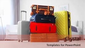  Presentation with luggage - Theme having voyage - different suitcases in light room background and a red colored foreground