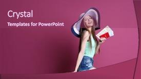  Presentation with ticket - Amazing presentation design having voyage - female traveler with map passport backdrop and a violet colored foreground