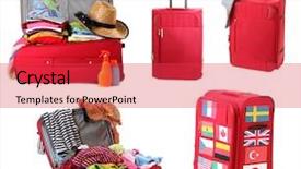  Presentation with luggage - Slide set with voyage voyage d affaires - collage of luggage for travel background and a red colored foreground