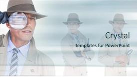  Presentation with detective - Presentation theme having voyeur - digital composite of detective collage background and a lemonade colored foreground